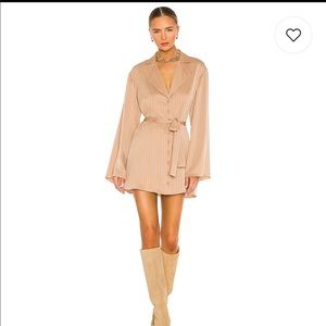 Dress Shirt with Waist Tie in Champagne Beige